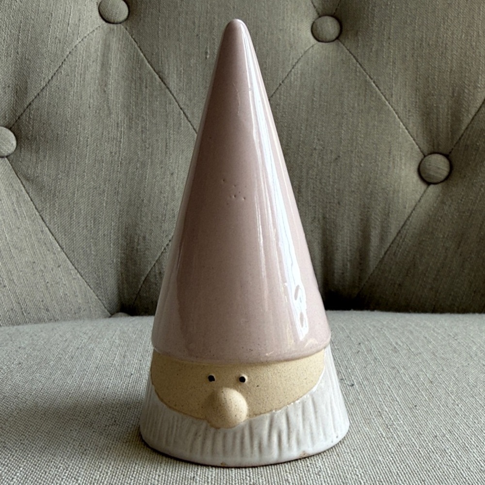 Debi Lilly  Pink Ceramic Gnome Sculpture - Decorative Home Art